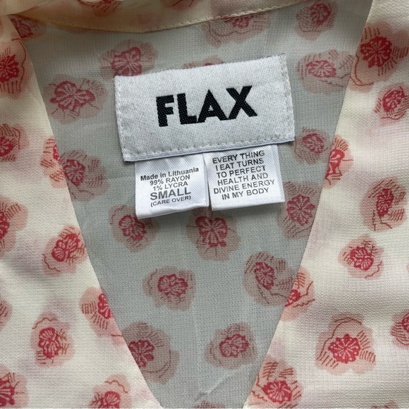 FLAX Floral Blouse Women’s Size Small Button Front Rayon Lagenlook Cottagecore - Picture 6 of 7